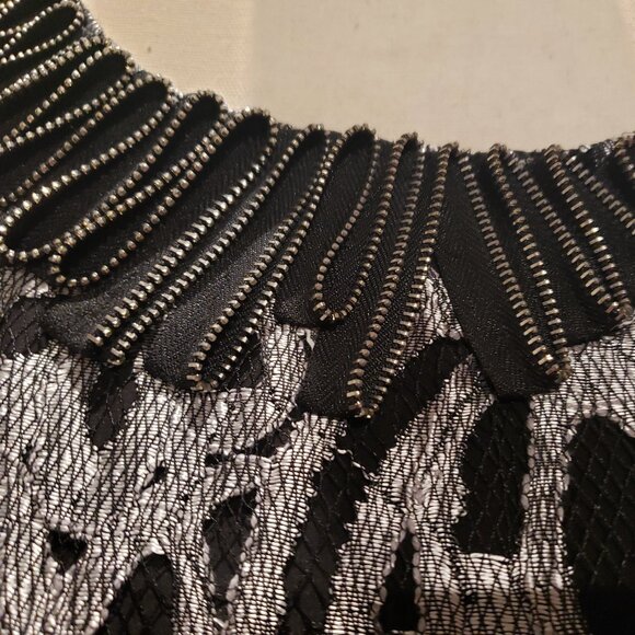 NWT Cynthia Steffe Silver and Black Net Sheath Dress. Sz 10 (but measures a 6) - Picture 2 of 8